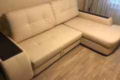 Перетяжка угловой диван в качественную экокожу